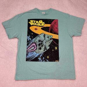 Star Wars Lucasfilm A New Hope Millenium Falcon Comic Book Poster Graphic Tee XL